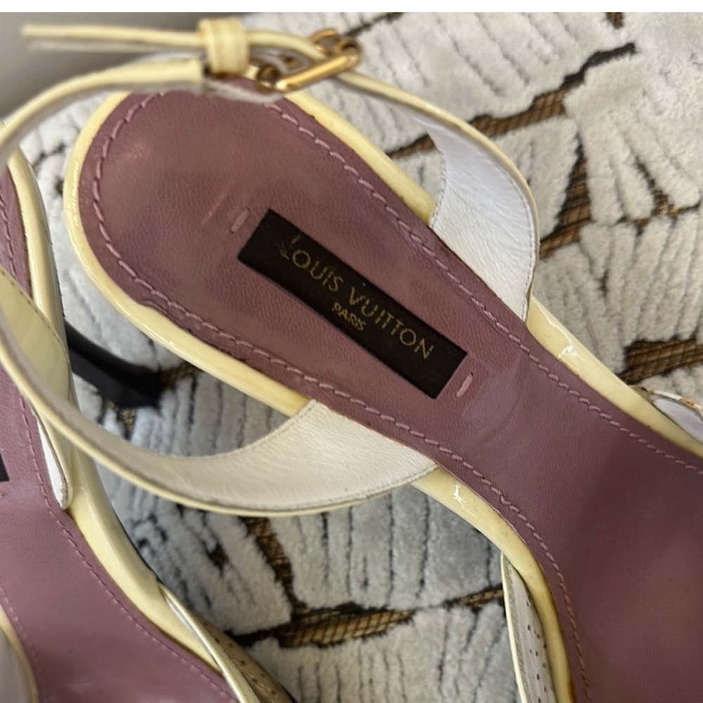 Louis Vuitton Cream and Brown High Heel Sandals - Picture 5 of 7